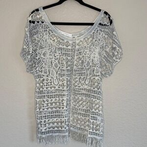 Ivy & Lace One Size Blue Top Crochet Fringe Coachella Boho Beach‎ Fairy Swim